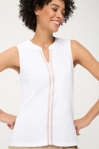 Embroidered Sleeveless Shell