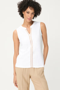 Embroidered Sleeveless Shell