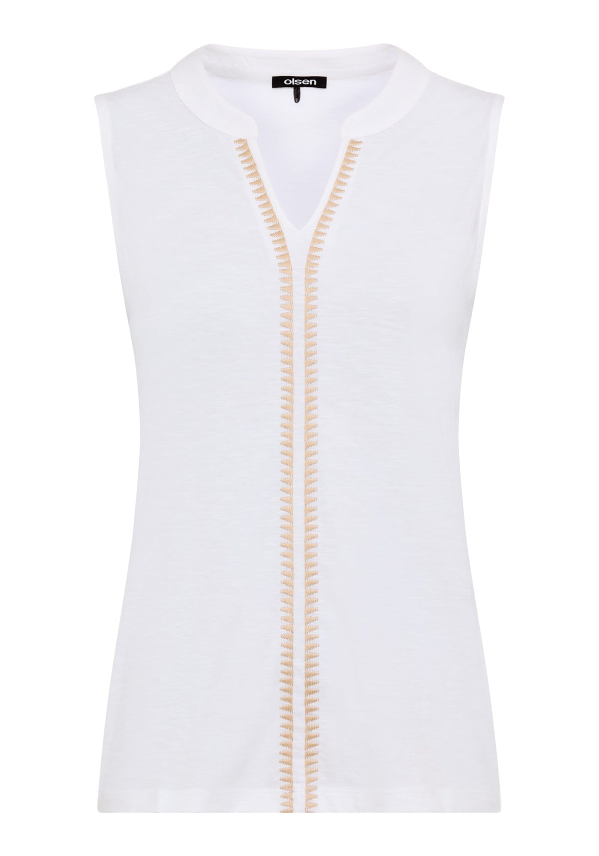 Embroidered Sleeveless Shell