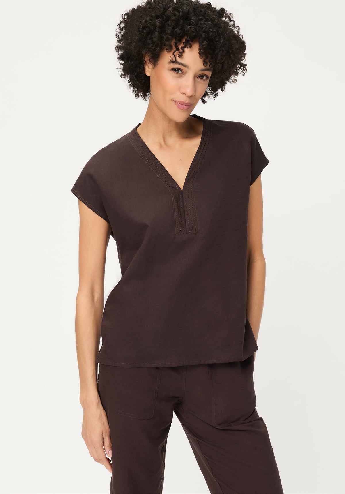 Solid Mixed Media Tunic T-Shirt