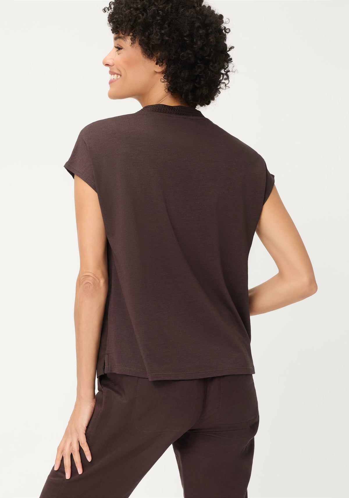 Solid Mixed Media Tunic T-Shirt