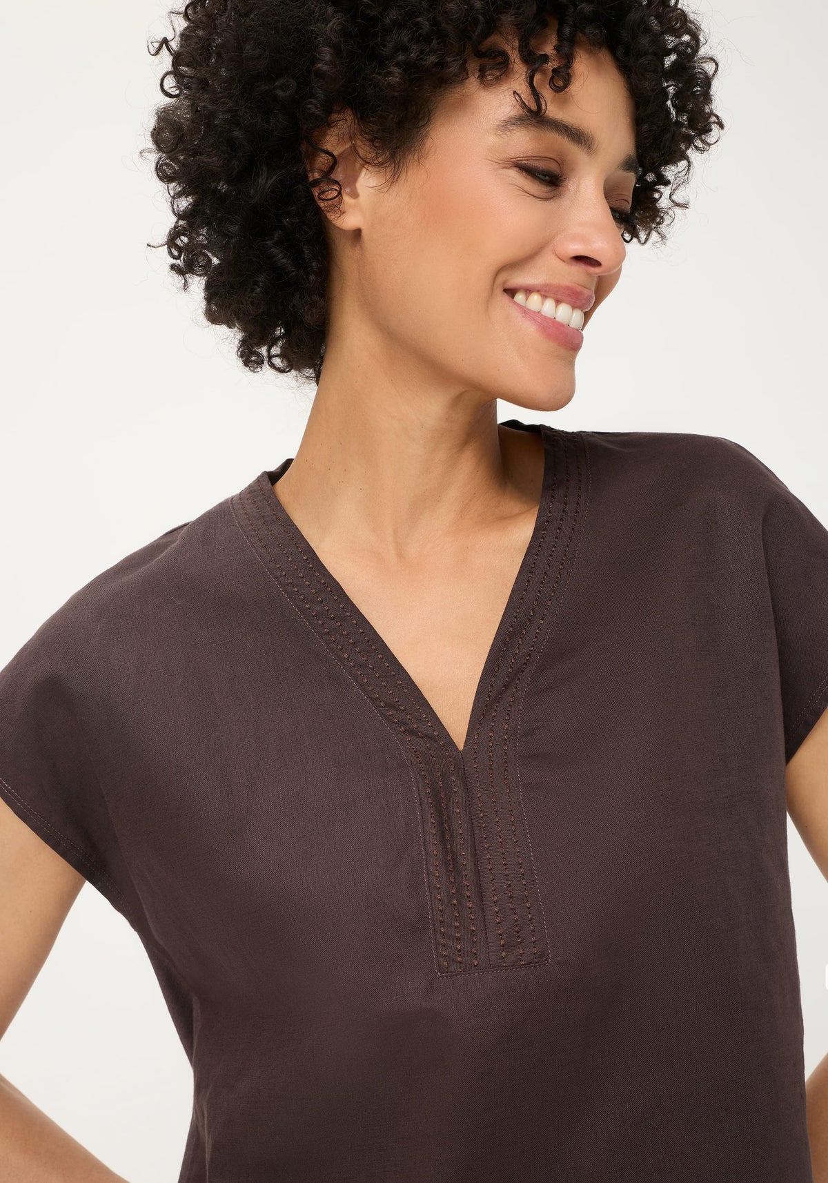 Solid Mixed Media Tunic T-Shirt