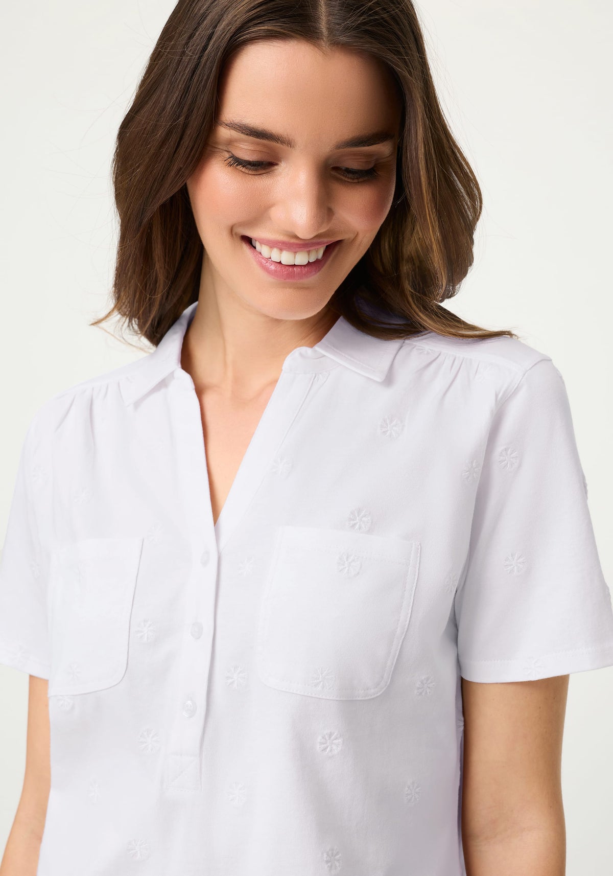 Embroidered Polo Henley T-Shirt