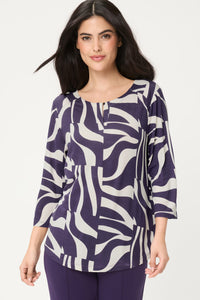 Zebra Splice Print Keyhole T-Shirt