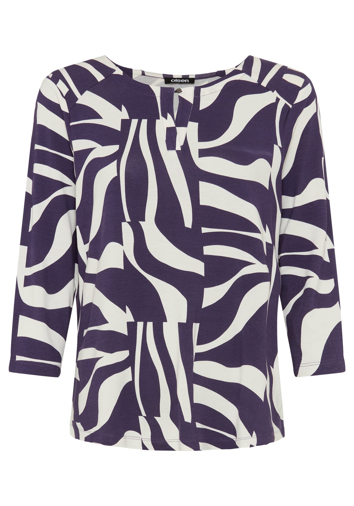 Zebra Splice Print Keyhole T-Shirt