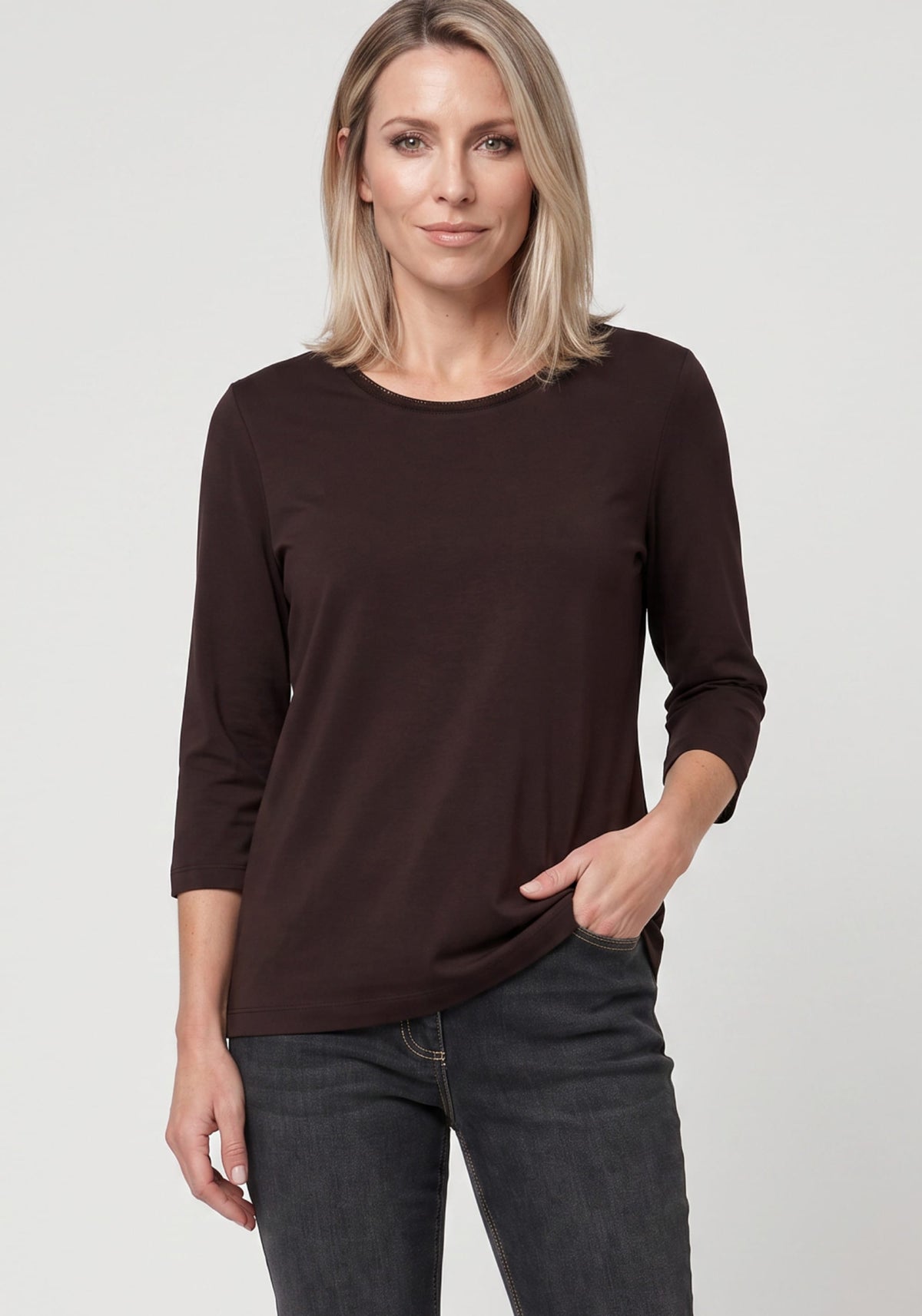 T-shirt en mélange de coton avec bordure
