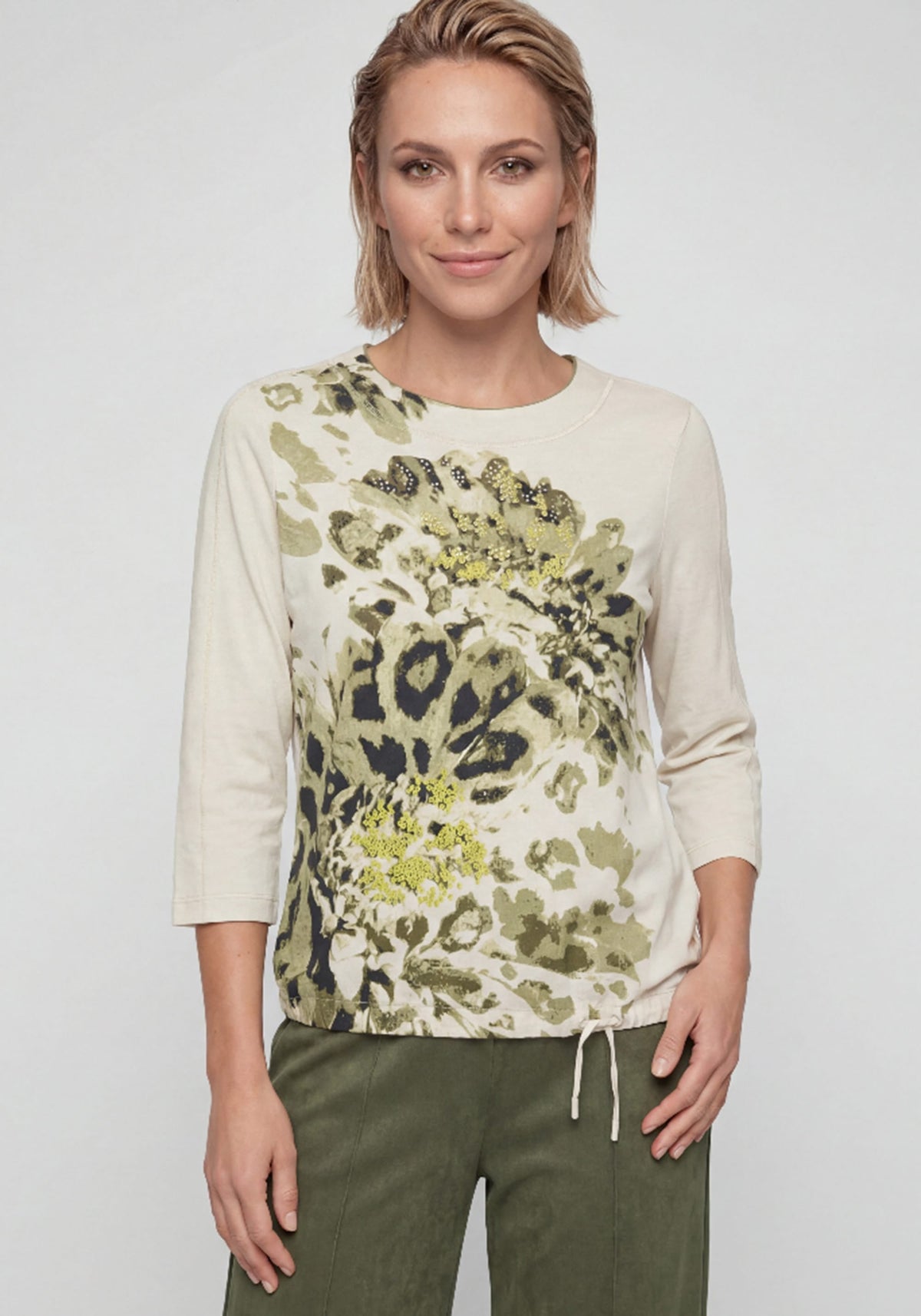 Embellished Abstract Floral T-Shirt