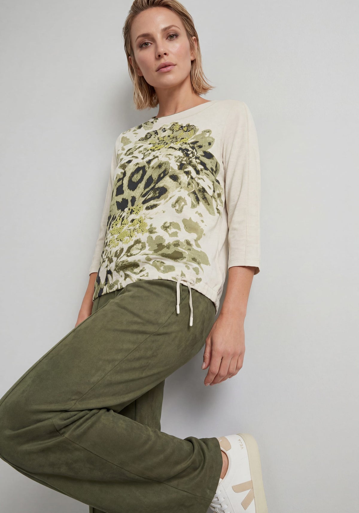 Embellished Abstract Floral T-Shirt