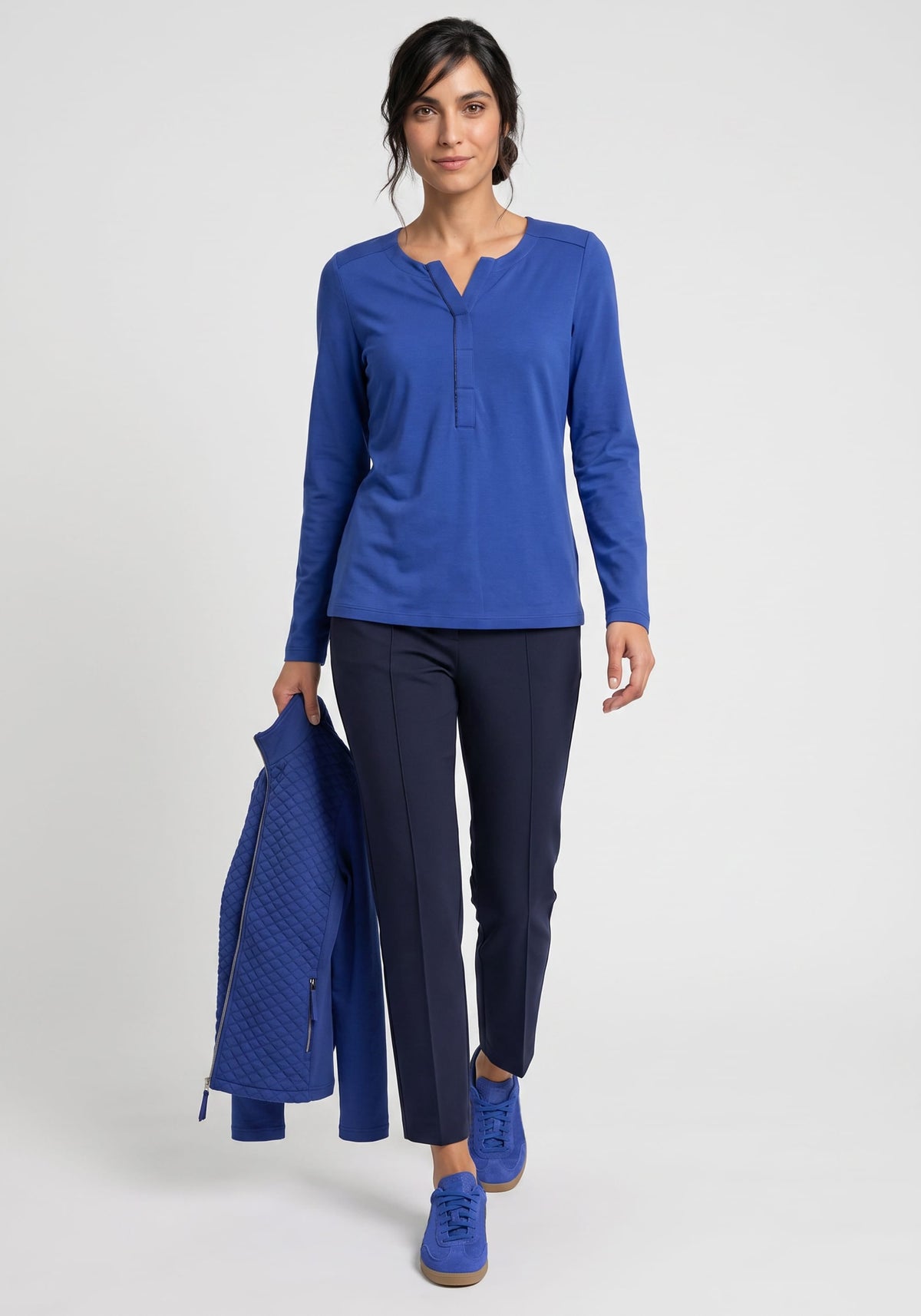 Solid Split Neck T-Shirt
