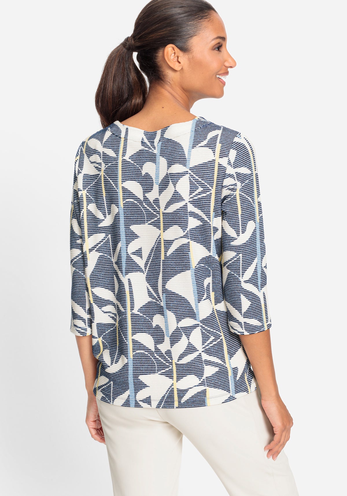 Floral Rib Knit Jersey Top