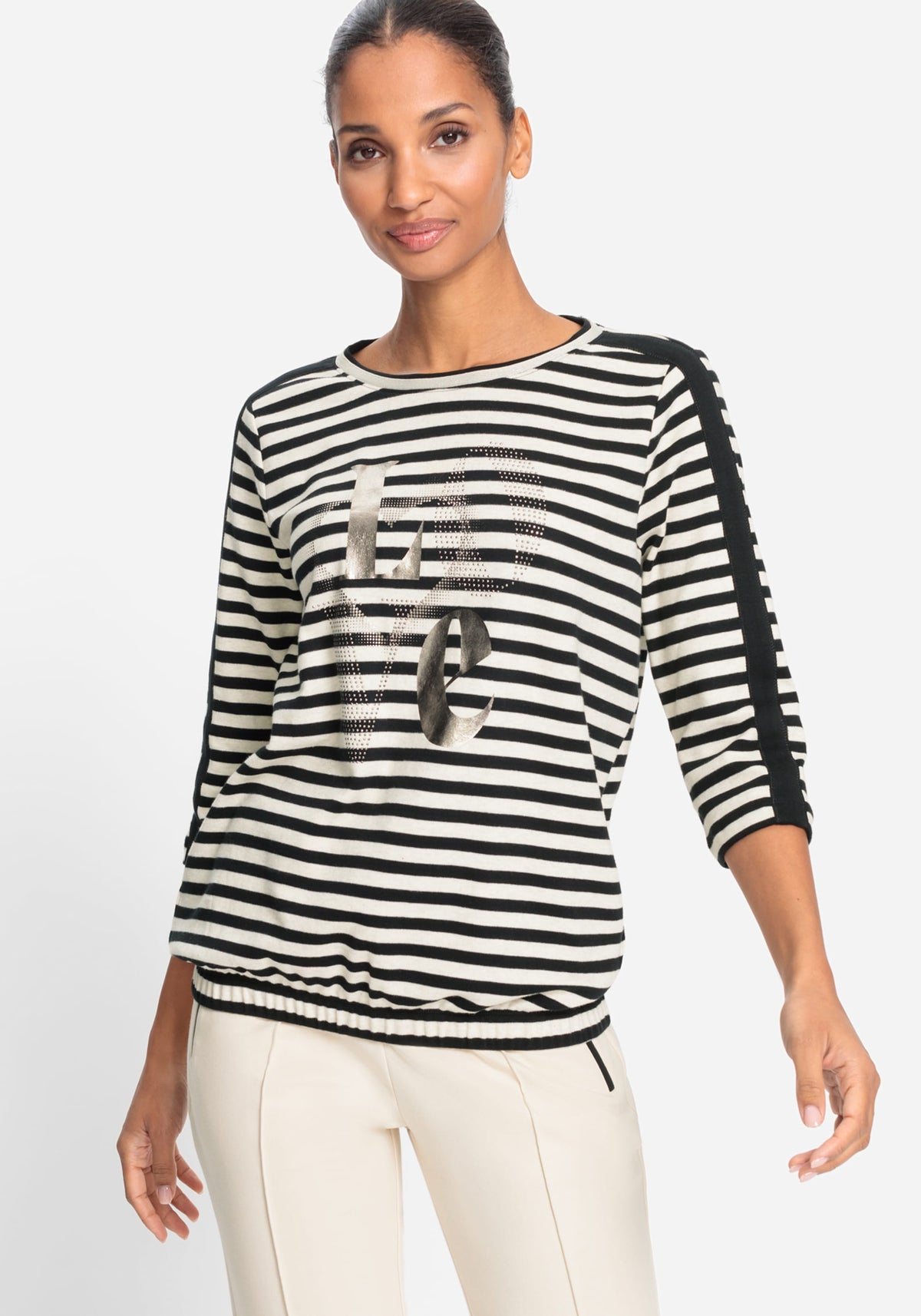 Stripe and Foil Print Jersey Top