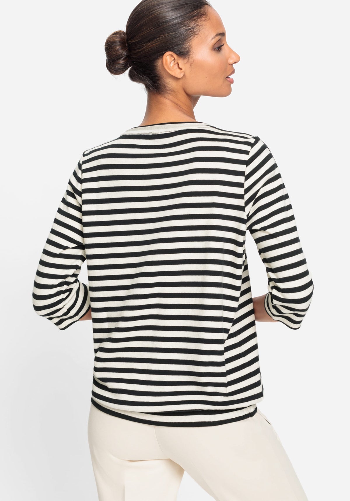 Stripe and Foil Print Jersey Top
