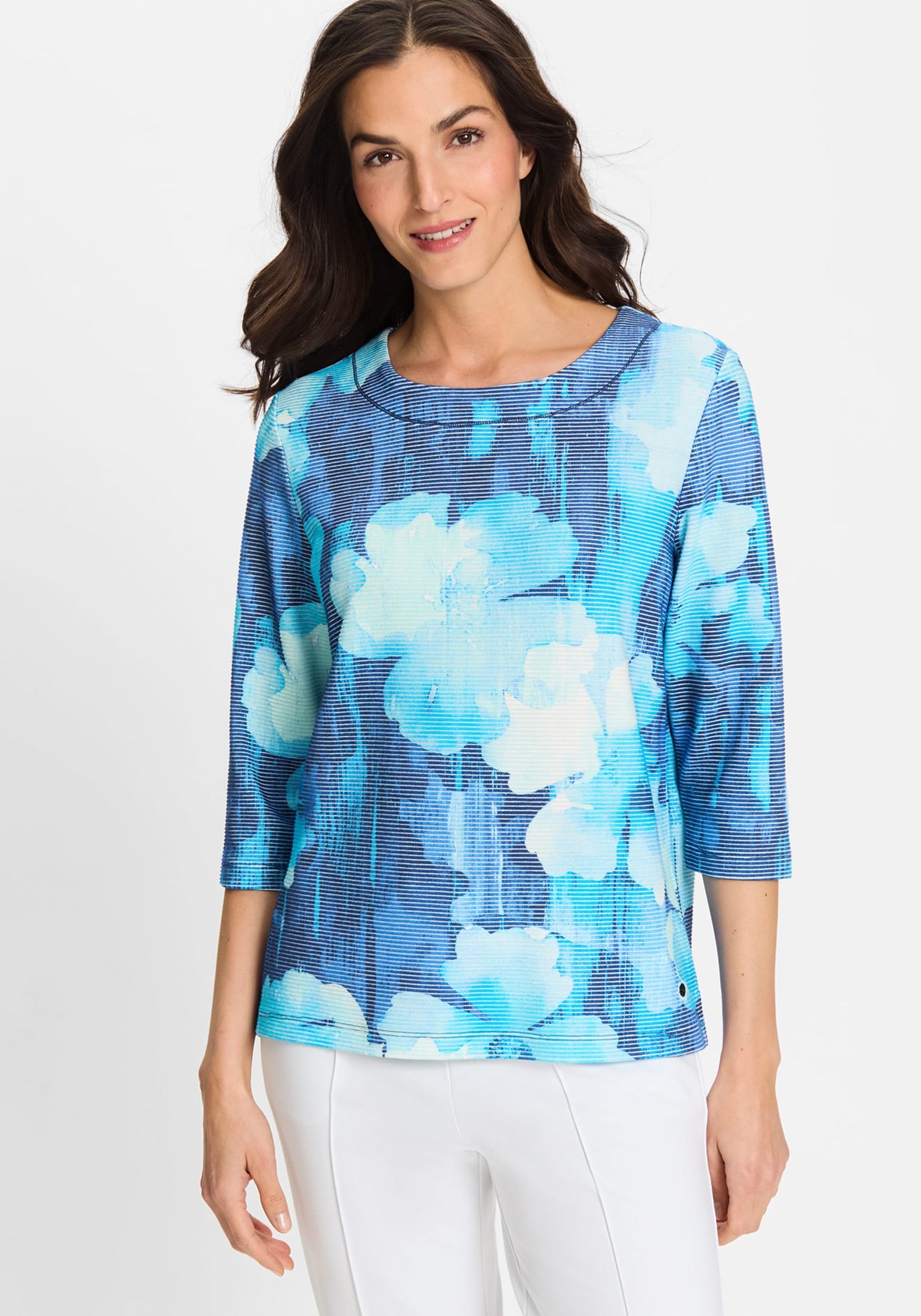 Floral Rib Knit Jersey Top