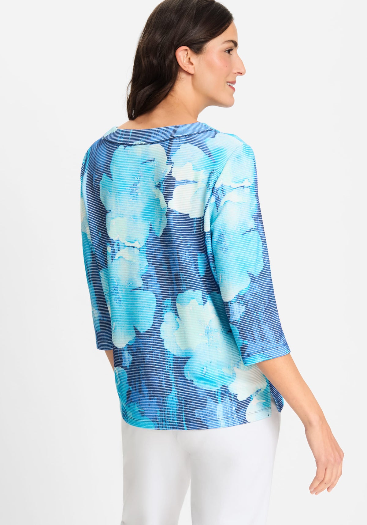 Floral Rib Knit Jersey Top
