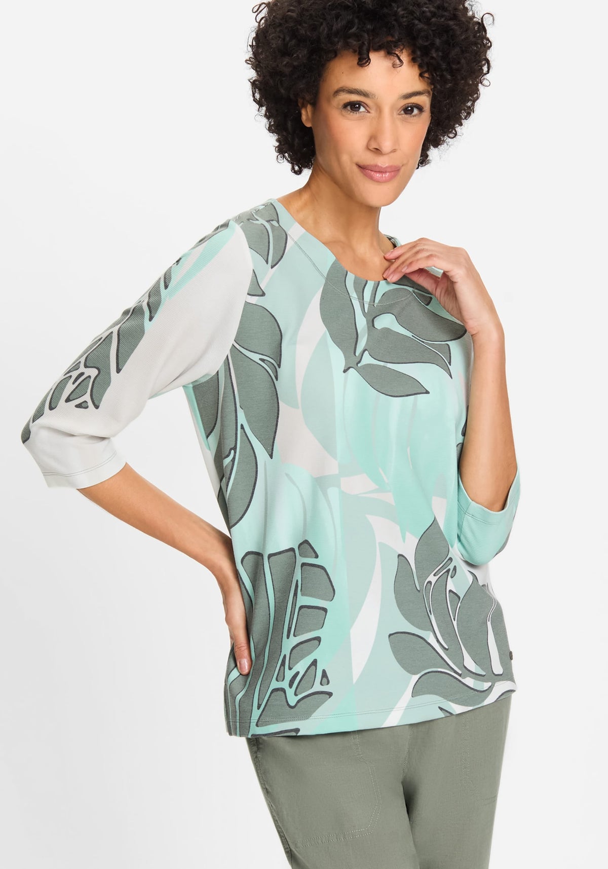 Tropic Palm Leaf Jersey Top