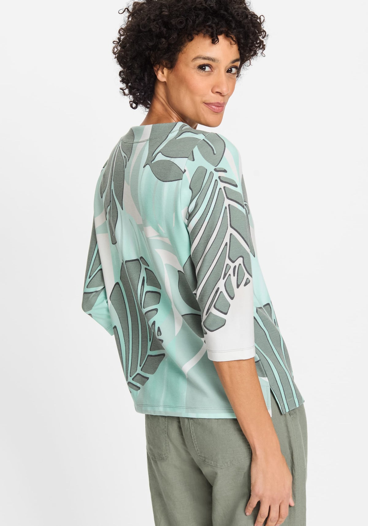 Tropic Palm Leaf Jersey Top