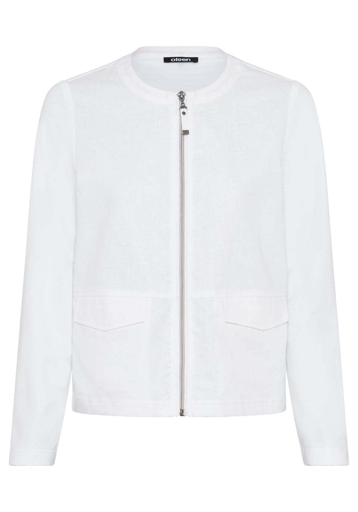 Mixed Media Zip Front Jacket