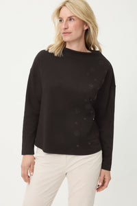 Embellished Funnel Neck Jersey Top