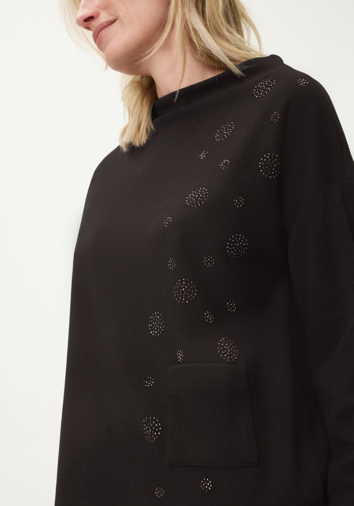 Embellished Funnel Neck Jersey Top