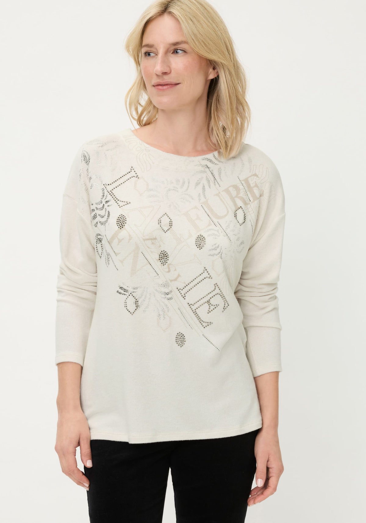 Top en jersey à motifs mixtes embellis