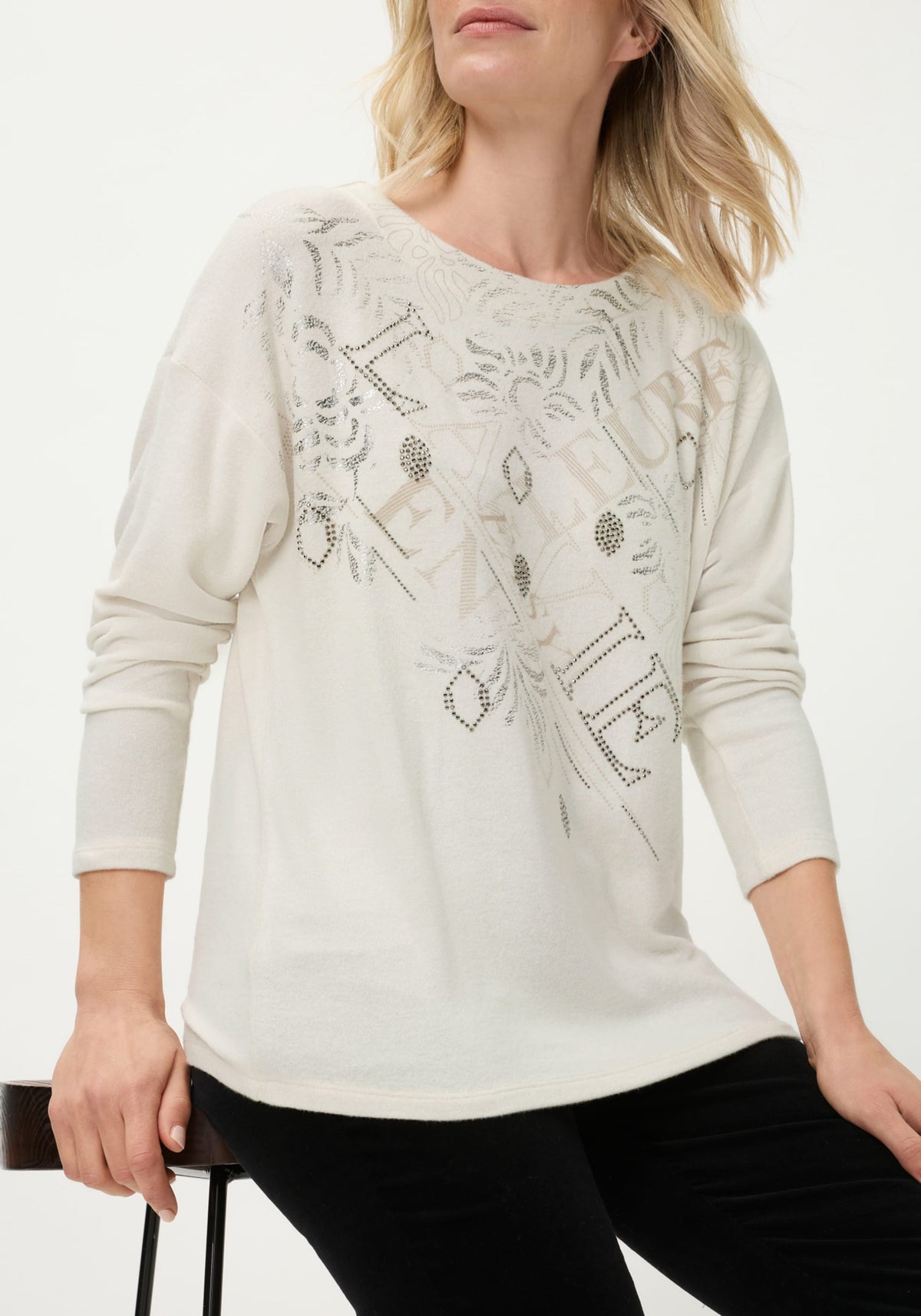 Top en jersey à motifs mixtes embellis