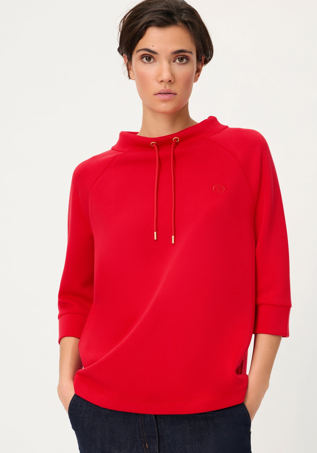 Scuba Jersey Funnel Neck Top