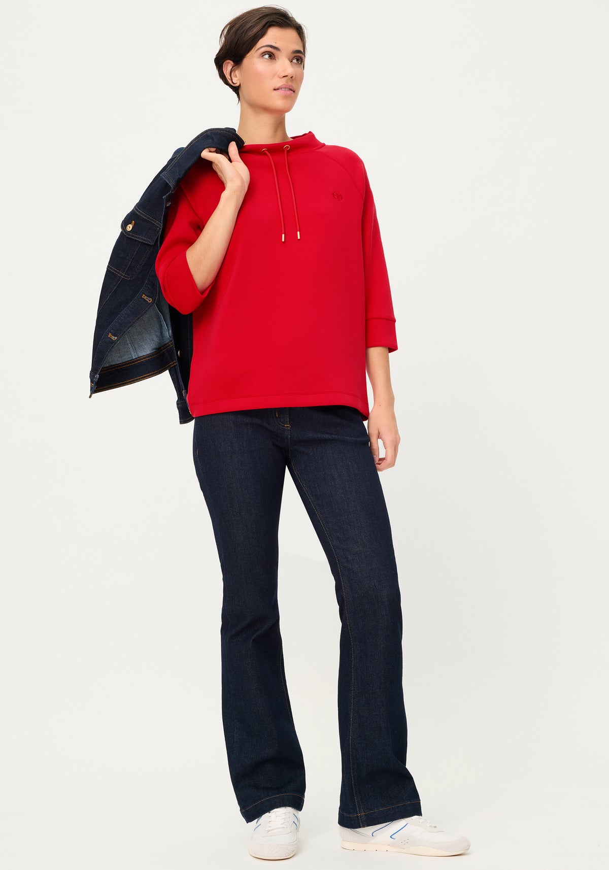 Scuba Jersey Funnel Neck Top