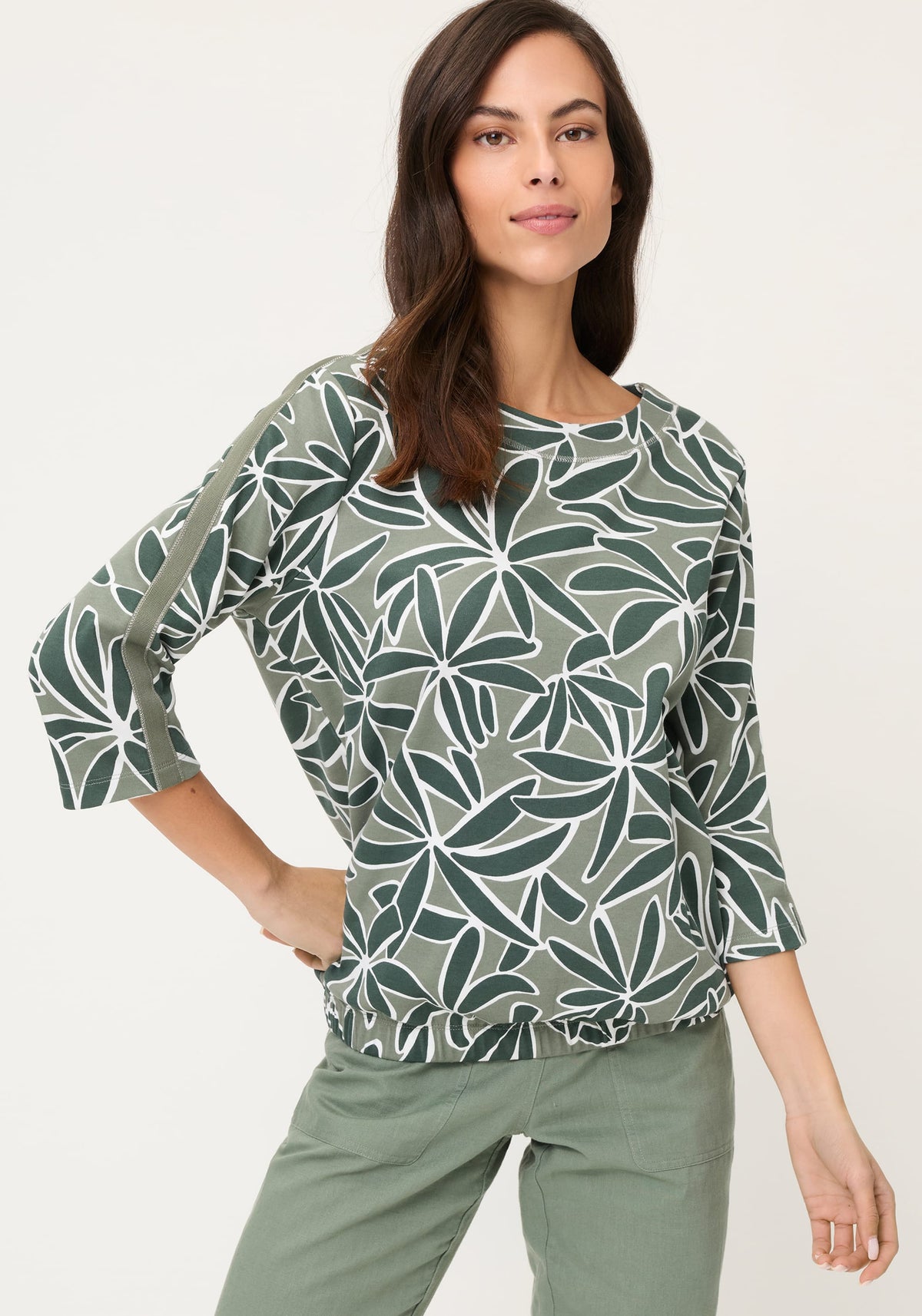 Palm Design Jersey Top