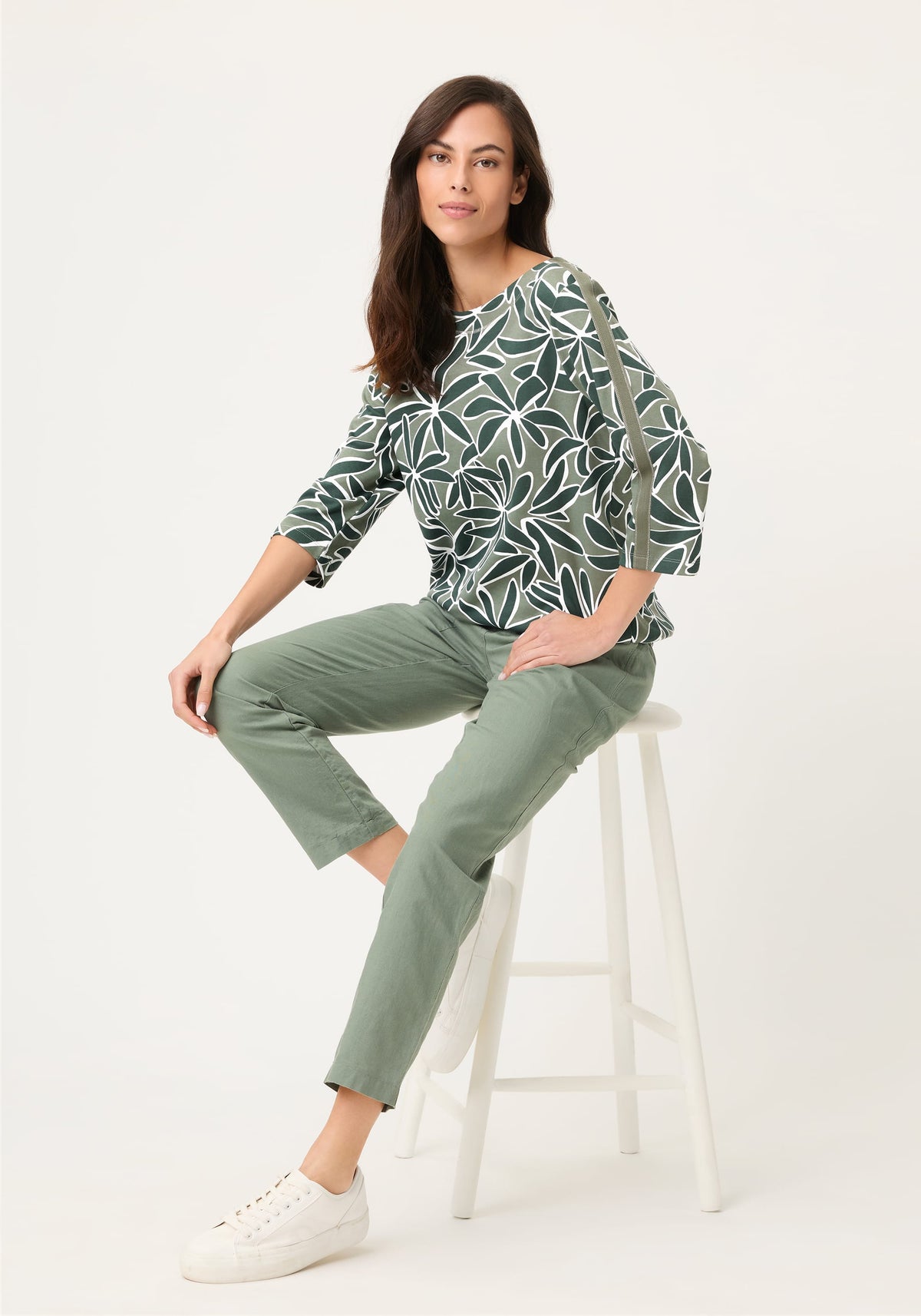 Palm Design Jersey Top
