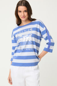 Stripe & Placement Print Jersey Top