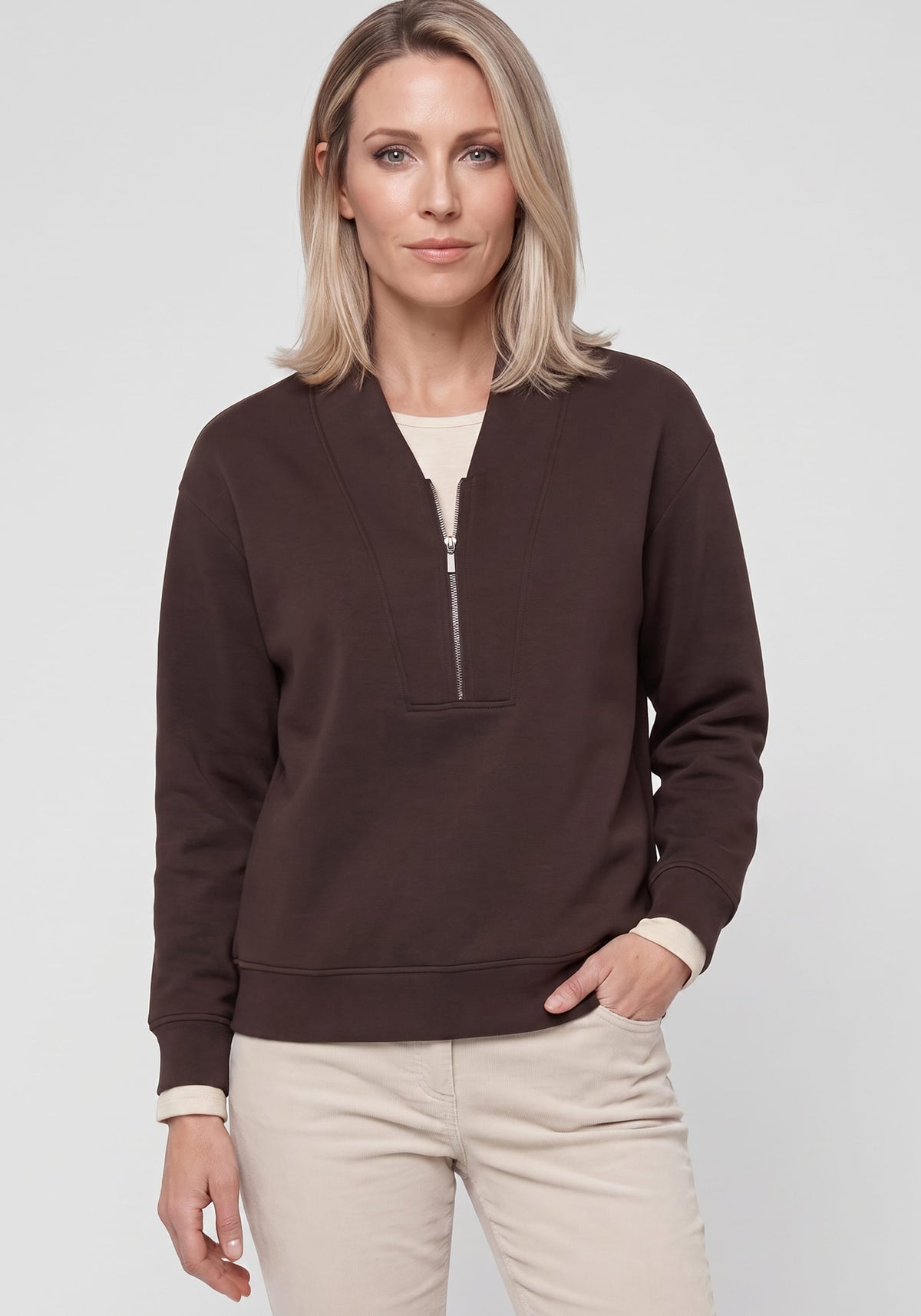 Scuba Knit Quarter Zip Top