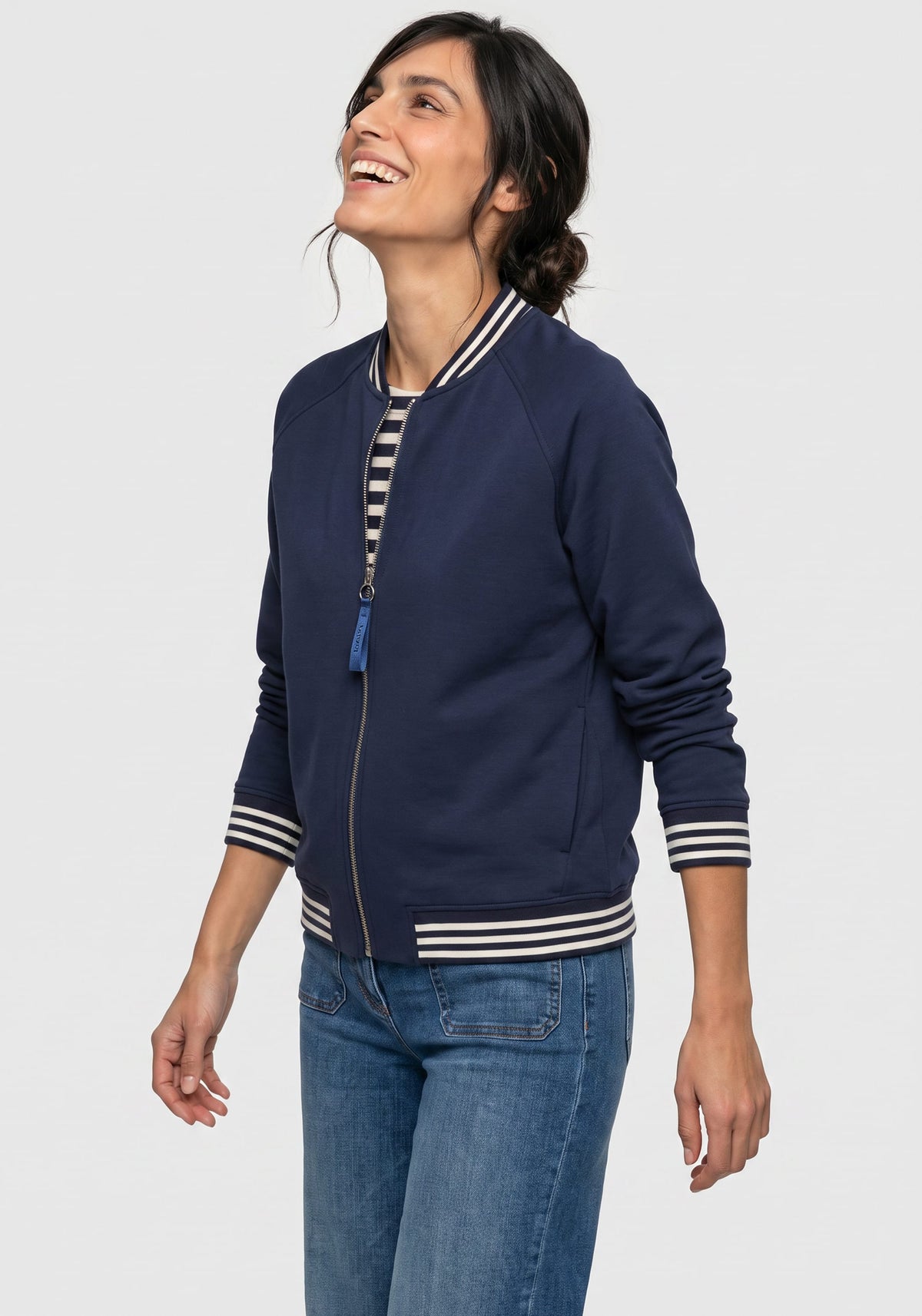 Jersey Knit Zip Front Cardigan