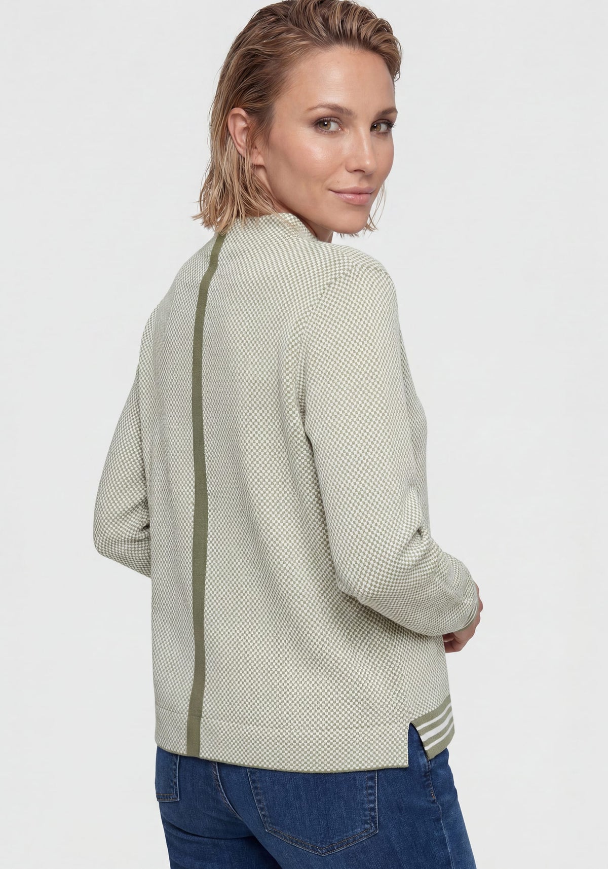 Jacquard Jersey Funnel Neck Top