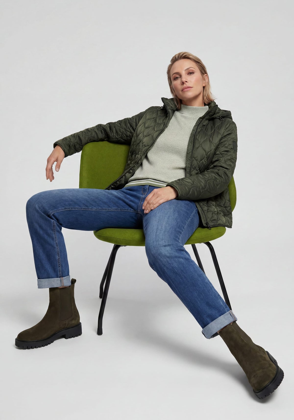 Jacquard Jersey Funnel Neck Top