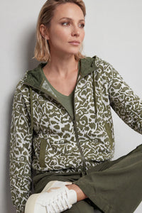 Veste moderne à motif animalier en jacquard, avec fermeture éclair sur le devant