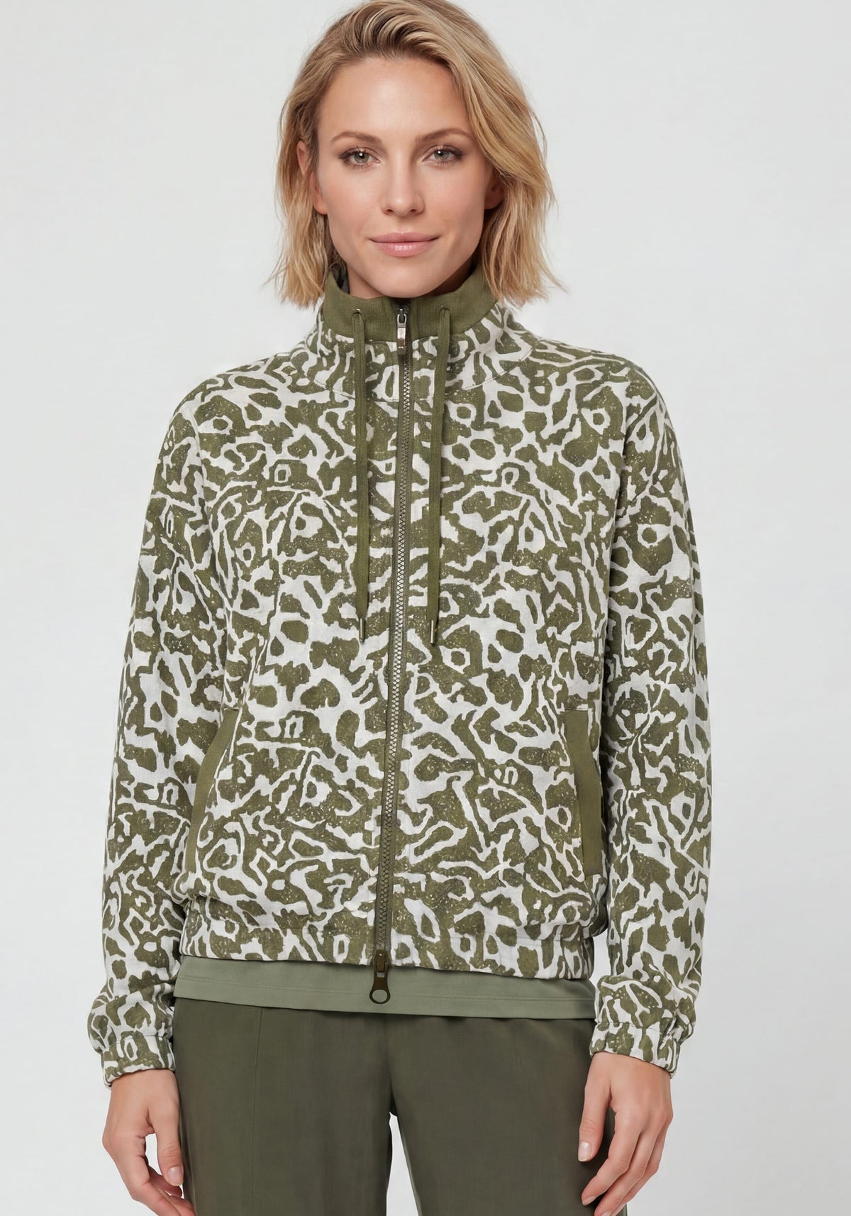 Modern Animal Jacquard Zip Front Jacket