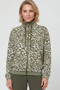 Veste moderne à motif animalier en jacquard, avec fermeture éclair sur le devant