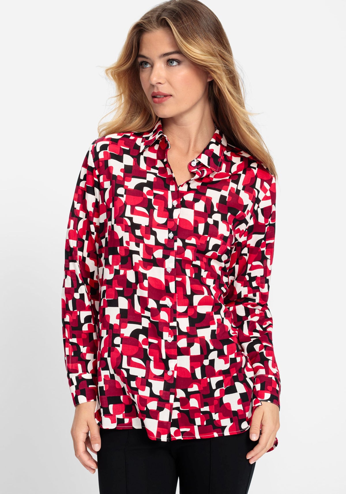 Cotton Viscose Geo Print Shirt