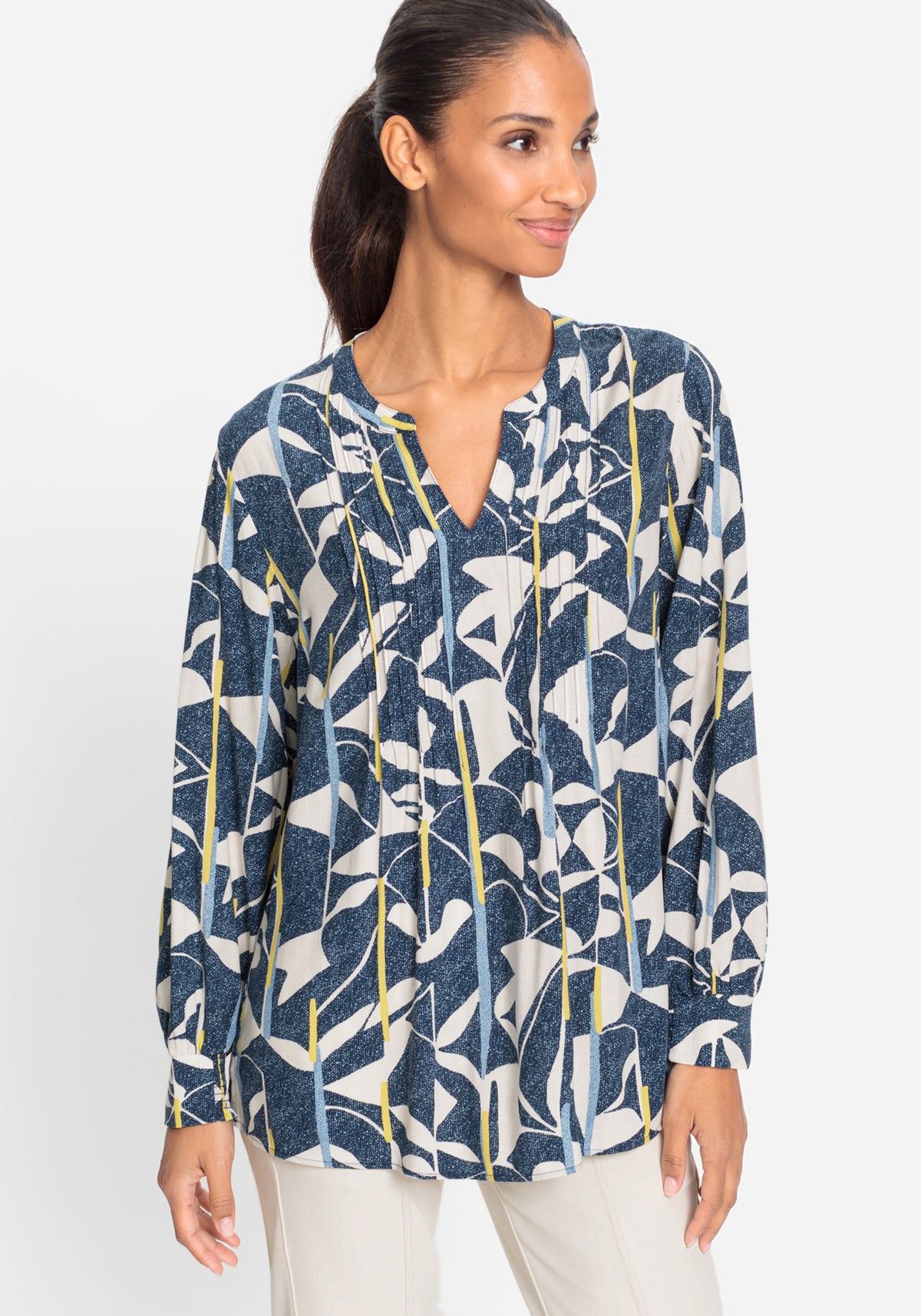 Multi-Pattern Tunic Blouse