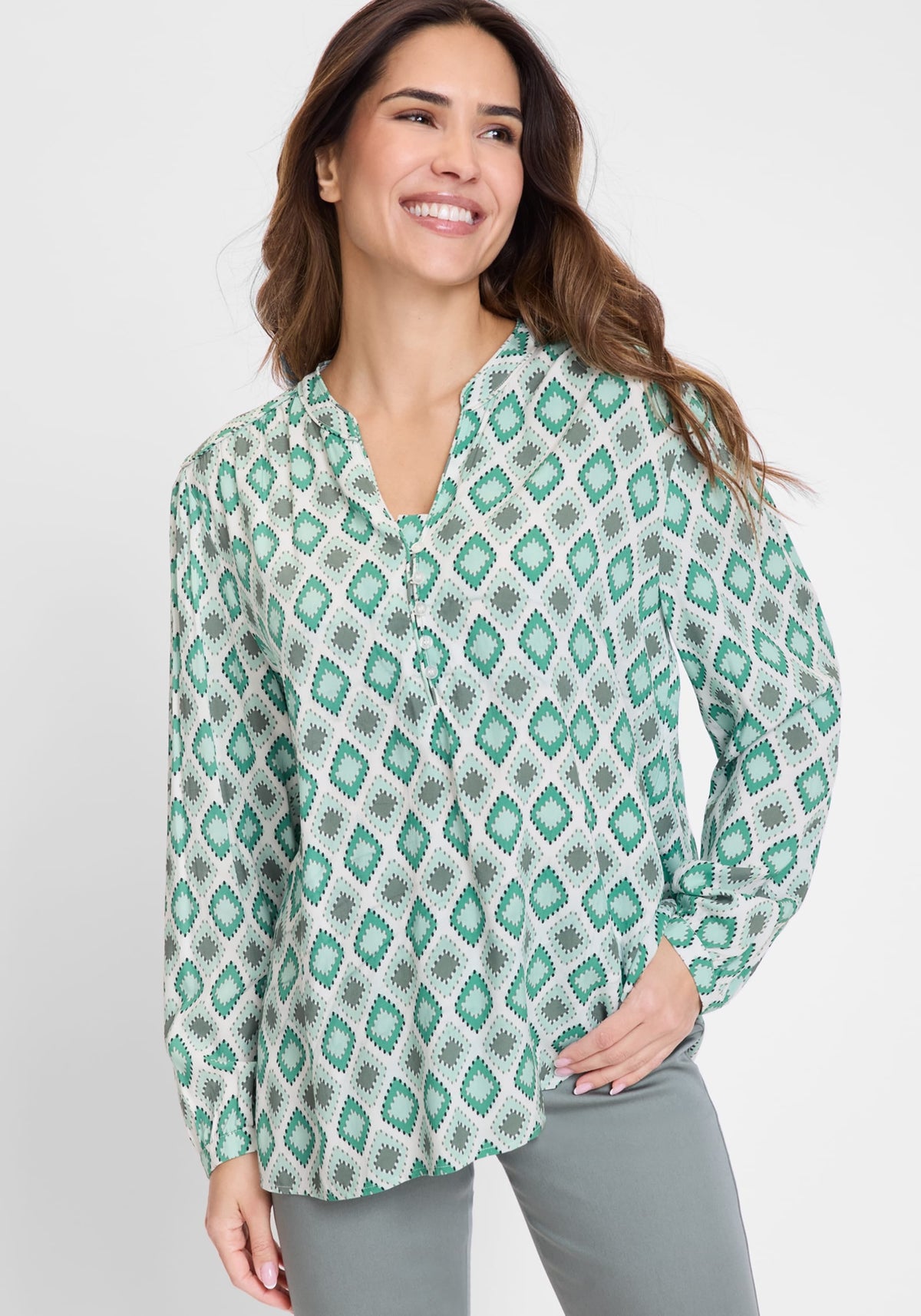 Ornamental Print Tunic Blouse