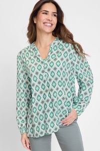 Ornamental Print Tunic Blouse