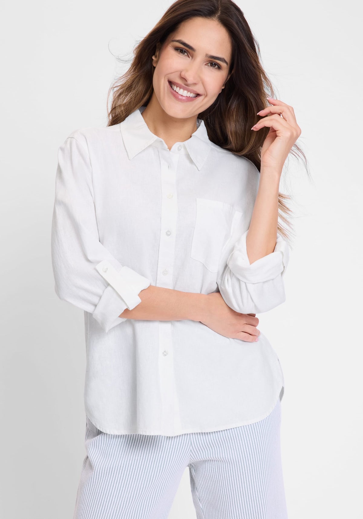 Shirt with Rolled Sleeve Tab Detail