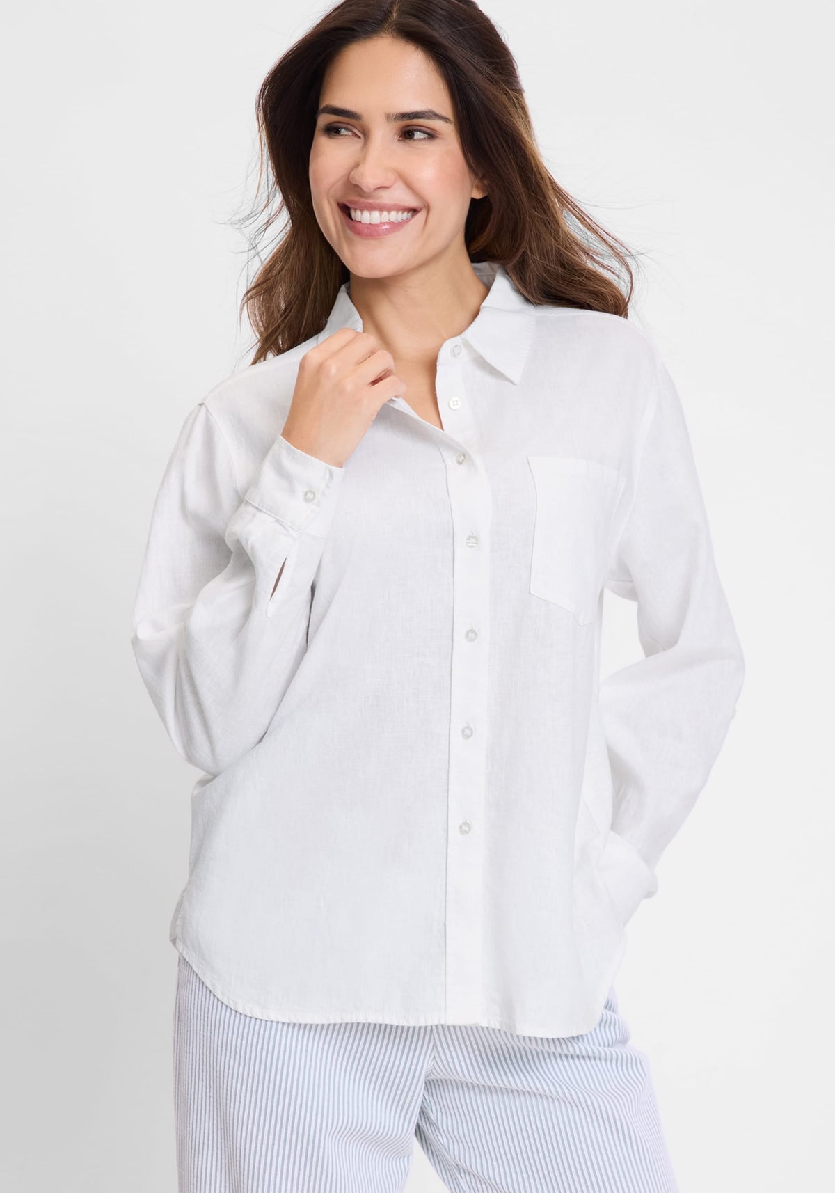 Shirt with Rolled Sleeve Tab Detail