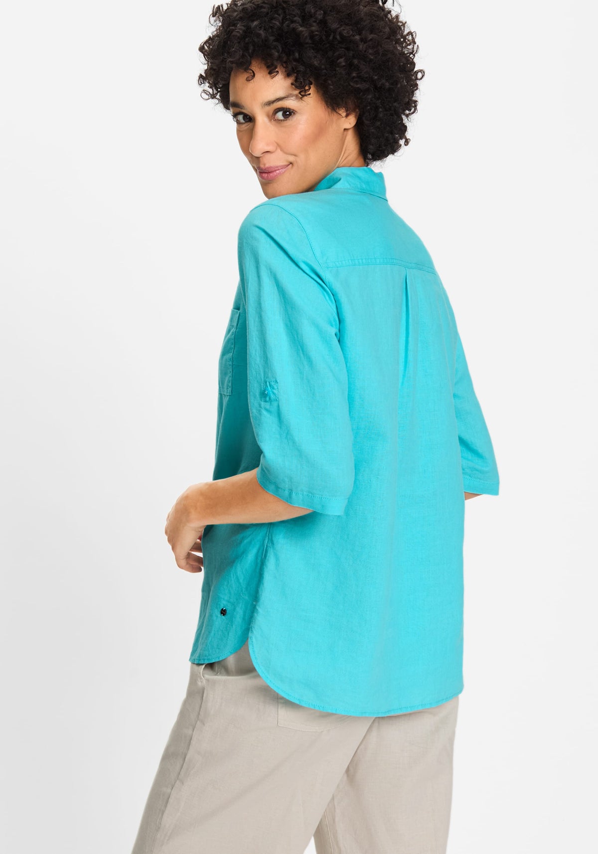 Shirt with Rolled Sleeve Tab Detail