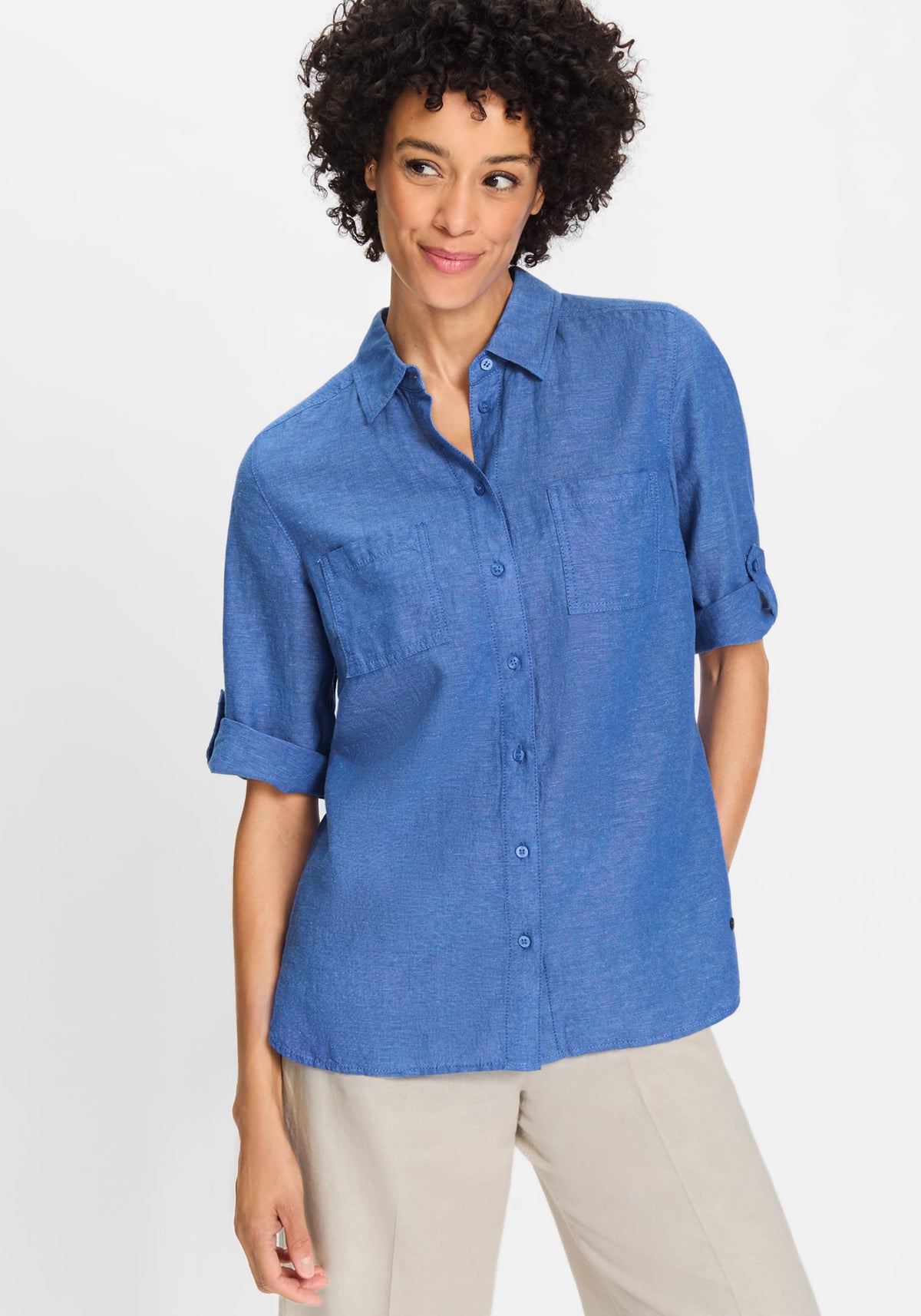 Shirt with Rolled Sleeve Tab Detail