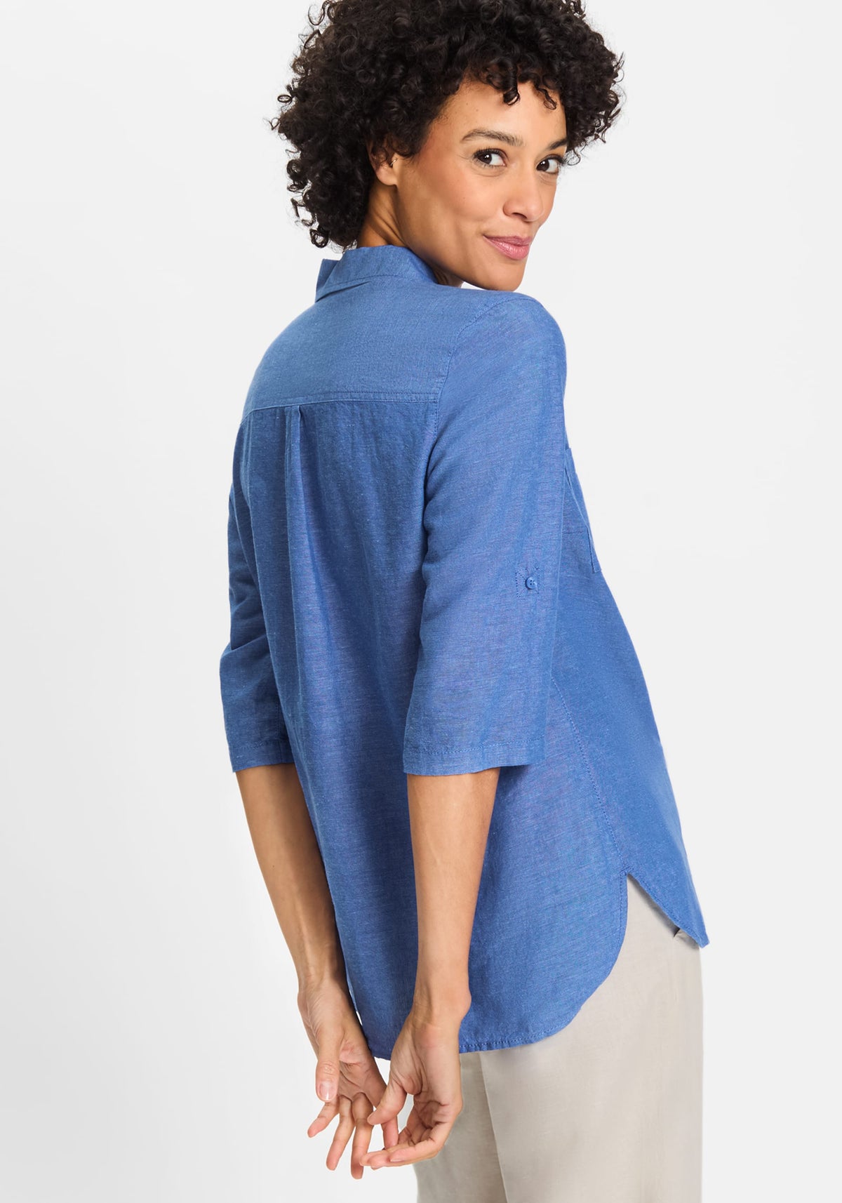 Shirt with Rolled Sleeve Tab Detail