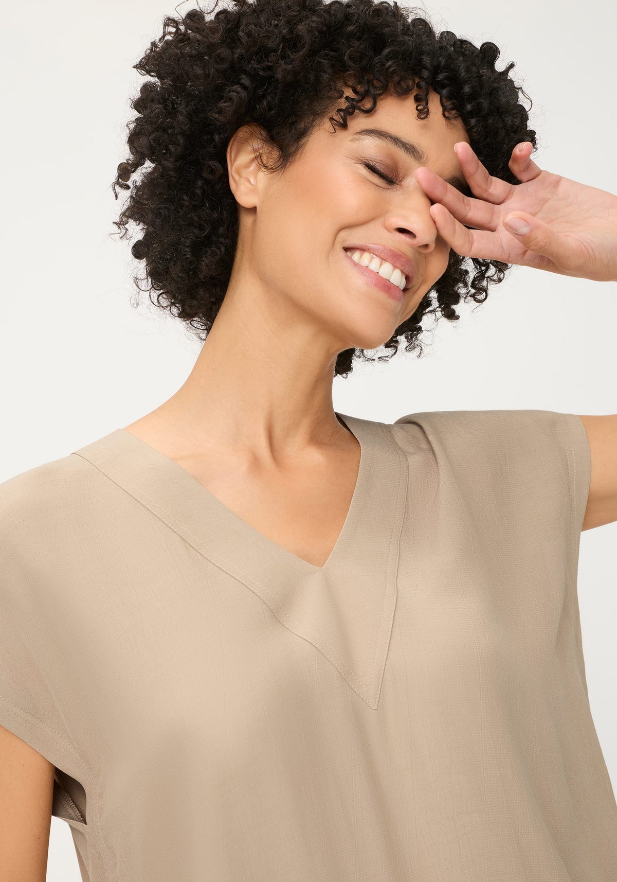Solid V-Neck Blouse