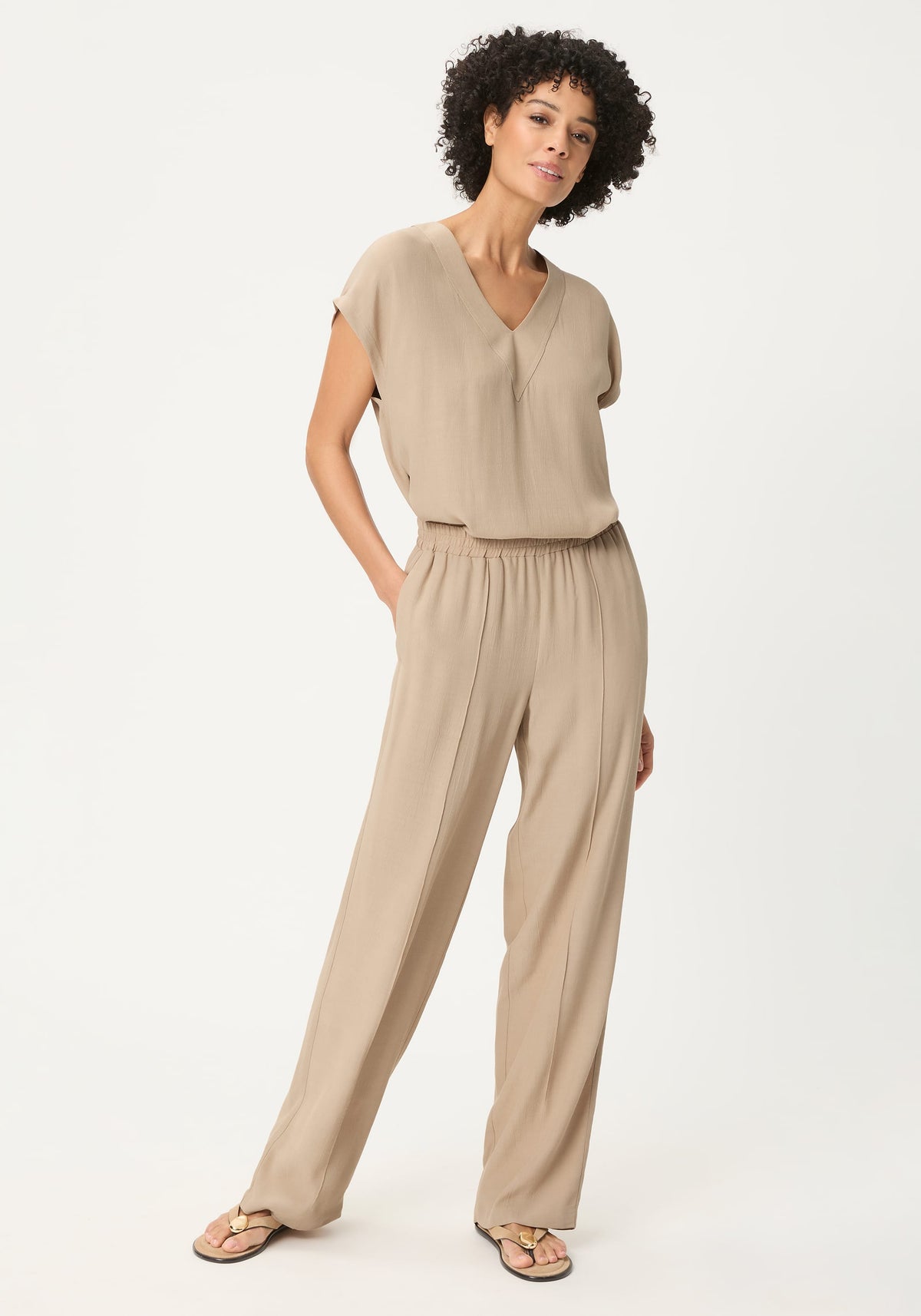 Solid V-Neck Blouse