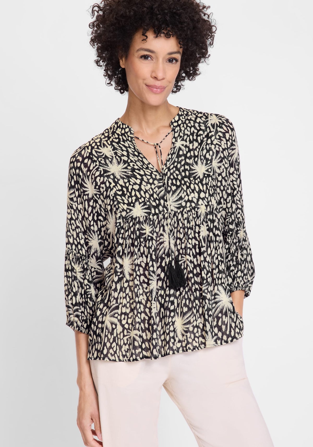 Tropic Mix Print Tunic Blouse