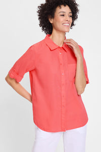 Shirt with Rolled Sleeve Tab Detail